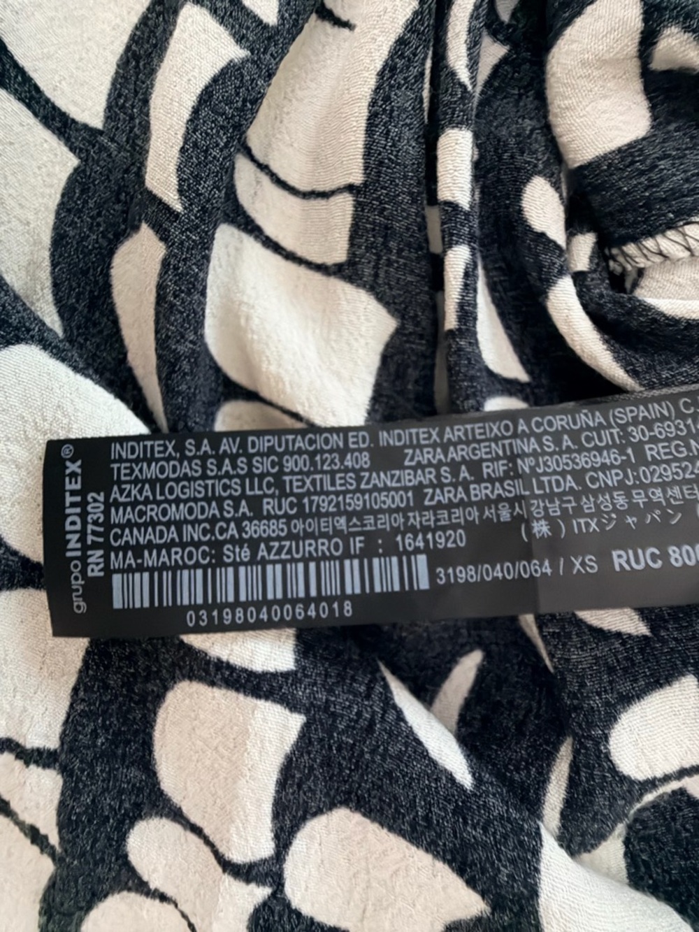 Zara Black and Cream Printed Midi Dress - Picture 10 of 13